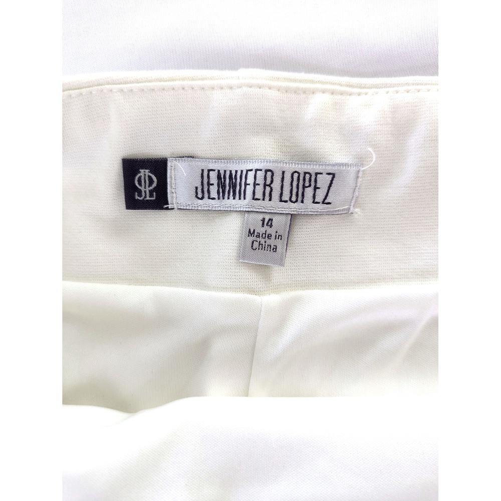 Jennifer Lopez White Asymmetrical Zip Pencil Skirt Womens 14 Stretch Lined - Picture 3 of 6